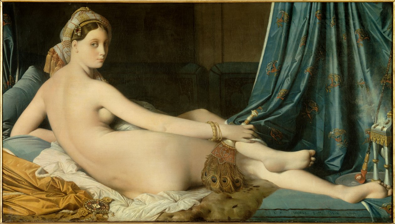 Grande Odalisque Målning av Jean Auguste Dominique Ingres (1780-1867) 1814 Dim. 0,91 x 1,62 m - Grande Odalisque. Målning av Dominique Ingres (1780-1867) av Jean Auguste Dominique Ingres