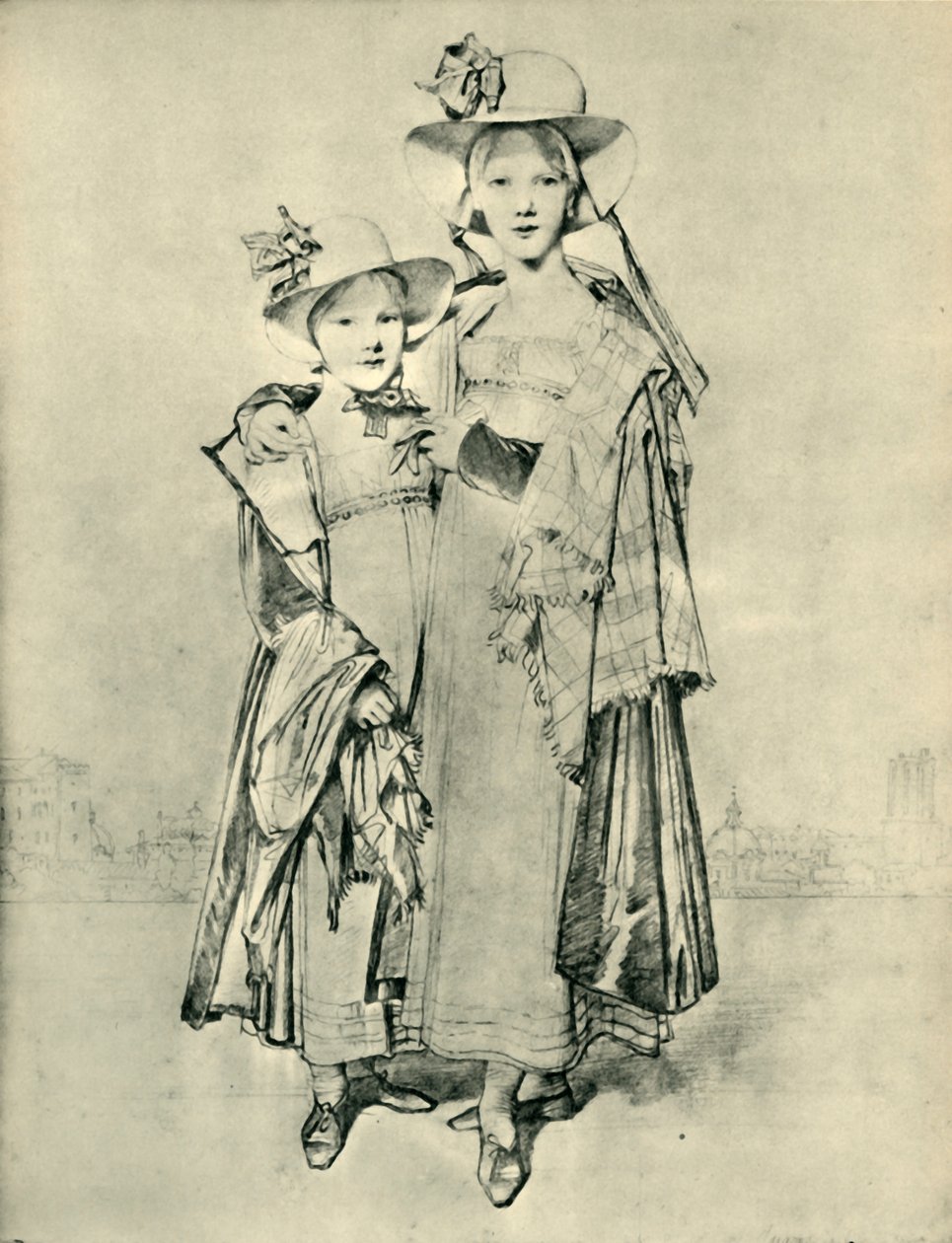 Harriet och Caroline Montagu, Rom, 1815, 1943. av Jean Auguste Dominique Ingres
