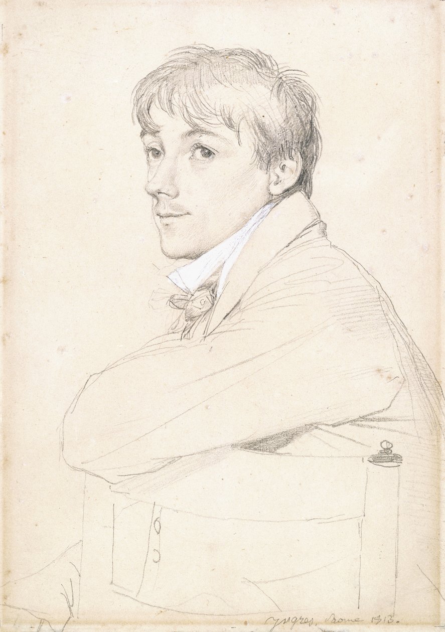 Jean-Louis Provost, sittande och vilande sin vänstra arm på en stolsrygg, 1813 av Jean Auguste Dominique Ingres