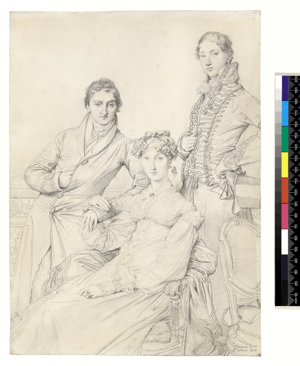 Mr och Mrs Woodhead med pastor Henry Comber som ungdom, 1816 av Jean Auguste Dominique Ingres