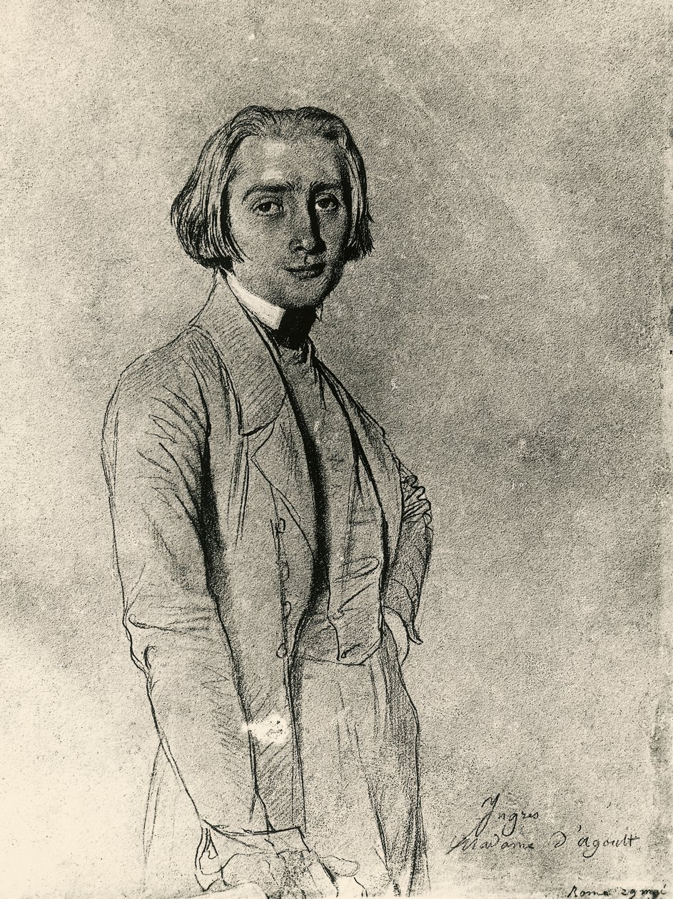 Porträtt av Franz Liszt (teckning) av Jean Auguste Dominique Ingres