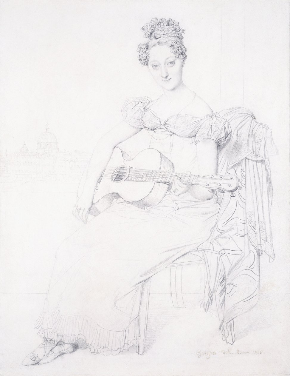 Porträtt av fröken Elizabeth Keating som spelar sin gitarr, 1816 av Jean Auguste Dominique Ingres