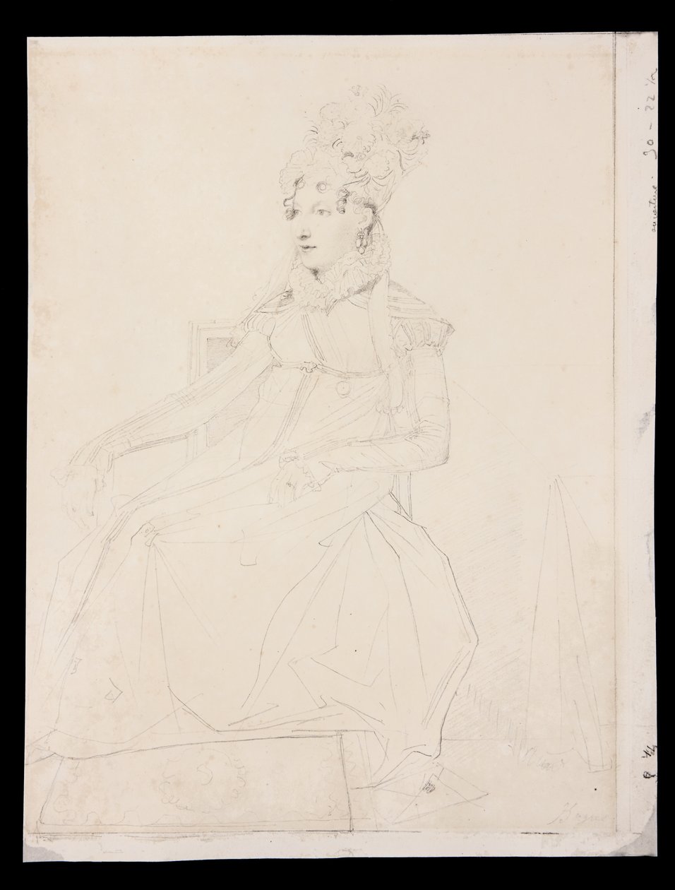 Porträtt av drottning Caroline Murat (penna på papper) av Jean Auguste Dominique Ingres