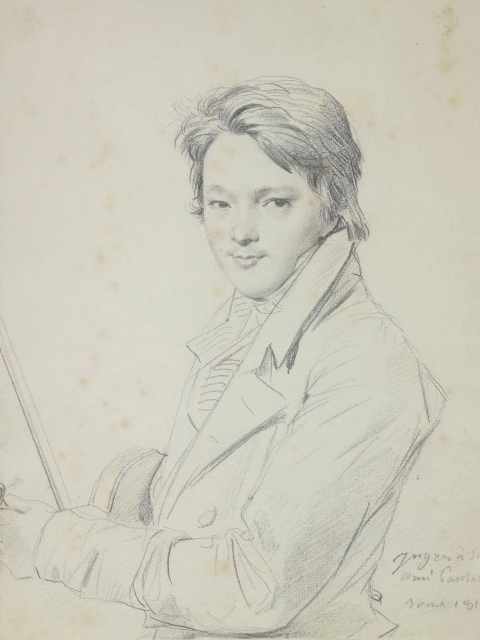 Porträtt av kompositören Auguste-Mathieu Panseron 1796-1859, 1815-1818. av Jean Auguste Dominique Ingres
