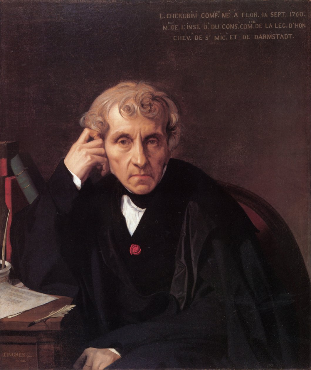Porträtt av kompositören Luigi Cherubini 1760-1842, 1841 av Jean Auguste Dominique Ingres