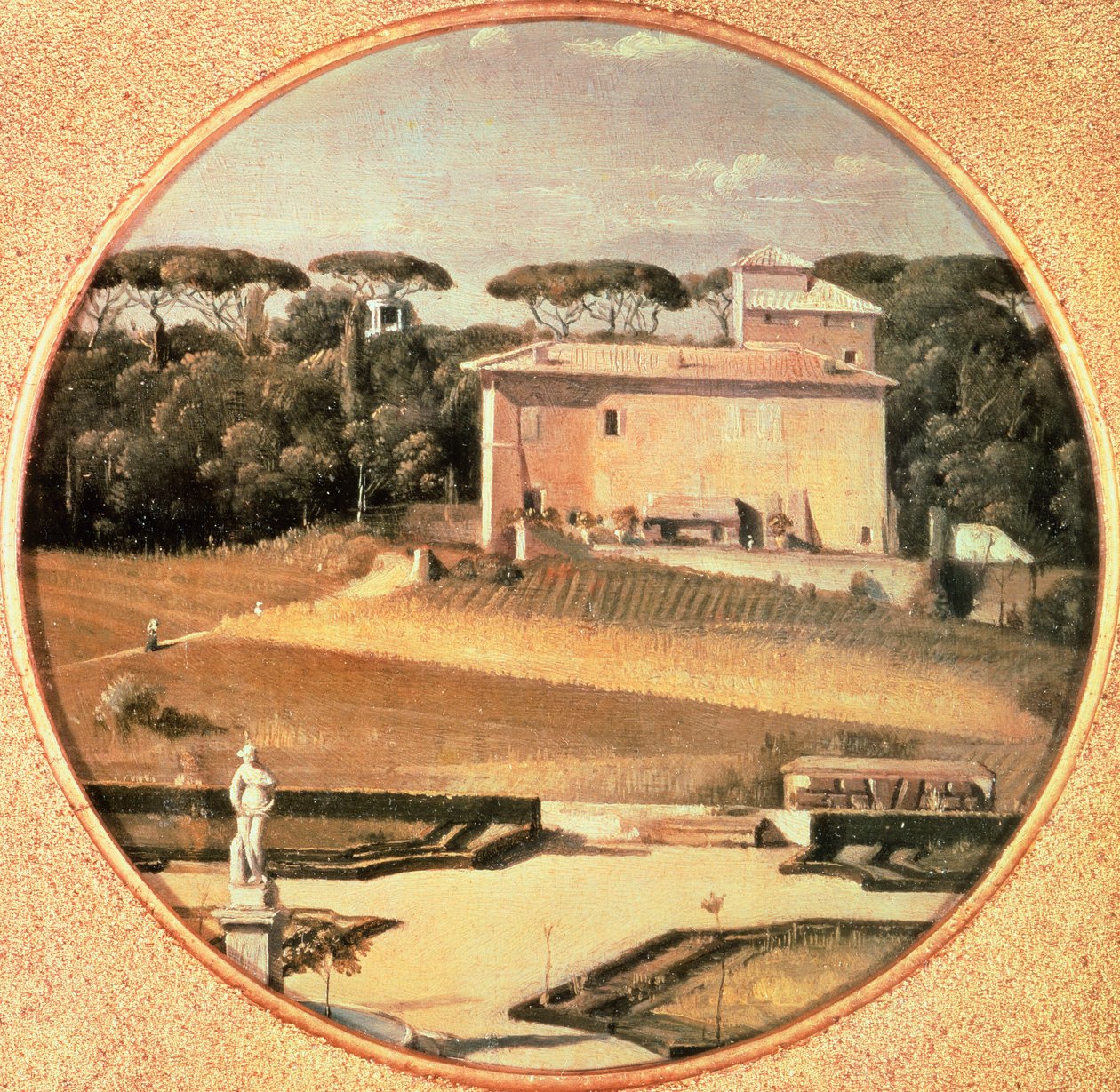 Rafaels kasino sett från Villa Borghese i Rom av Jean Auguste Dominique Ingres