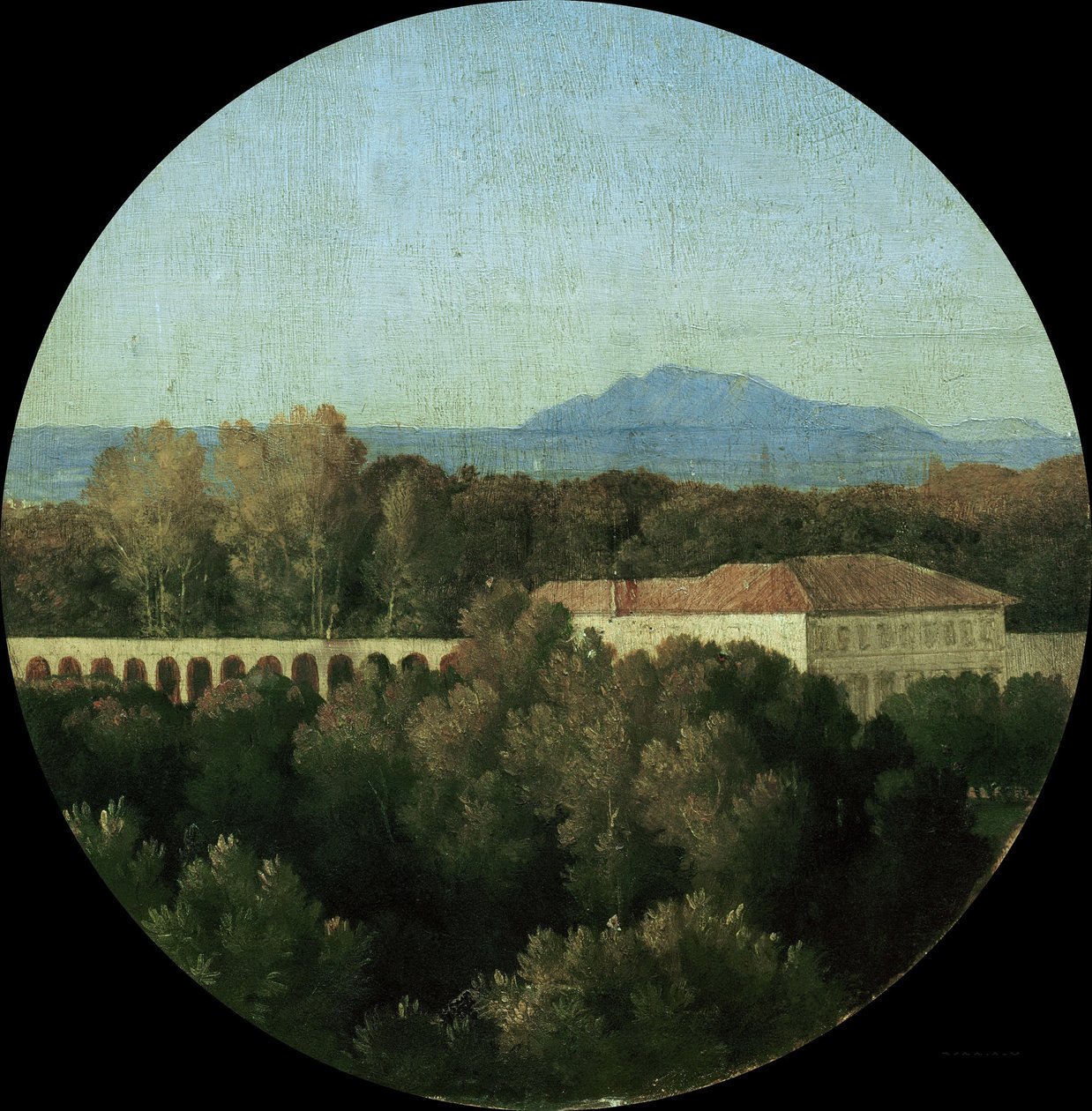 Romerskt landskap med akuadukt av Villa Borghese, 1807. av Jean Auguste Dominique Ingres