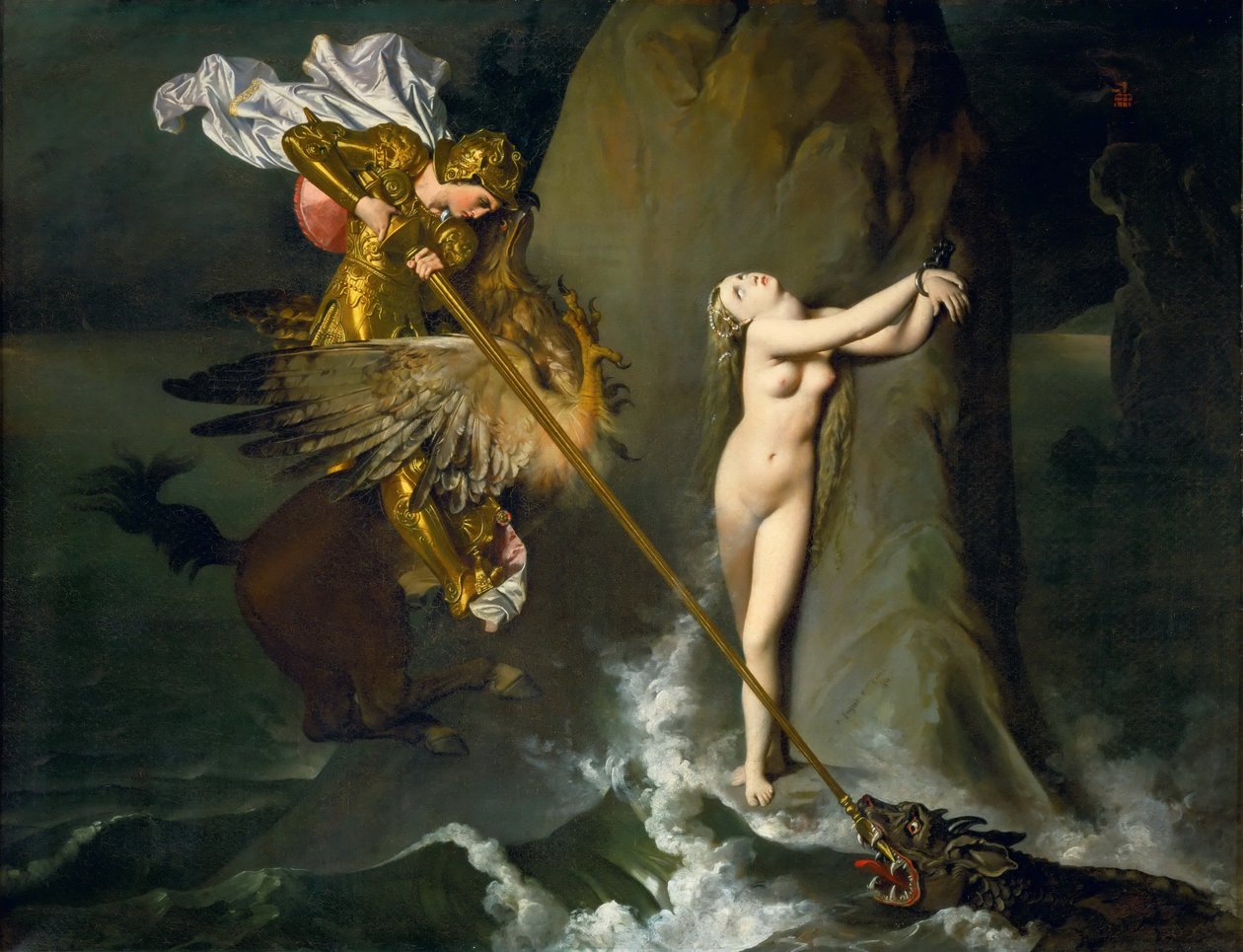 Ruggiero räddar Angelica av Jean Auguste Dominique Ingres