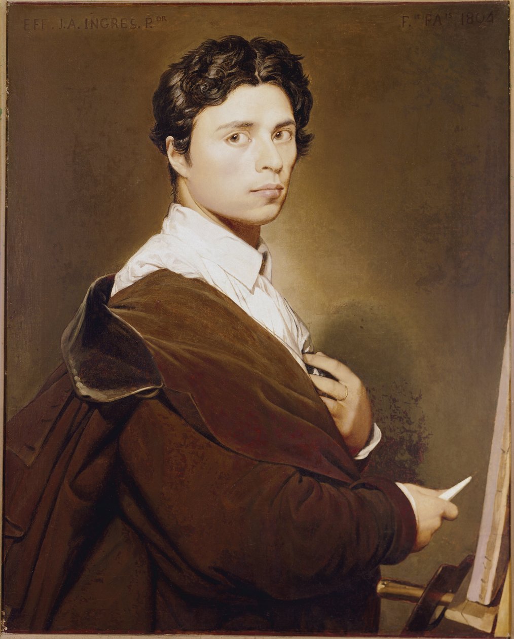 Självporträtt vid 24 år - Målning av Jean Auguste Dominique Ingres (1780-1867) Olja på duk av Jean Auguste Dominique Ingres