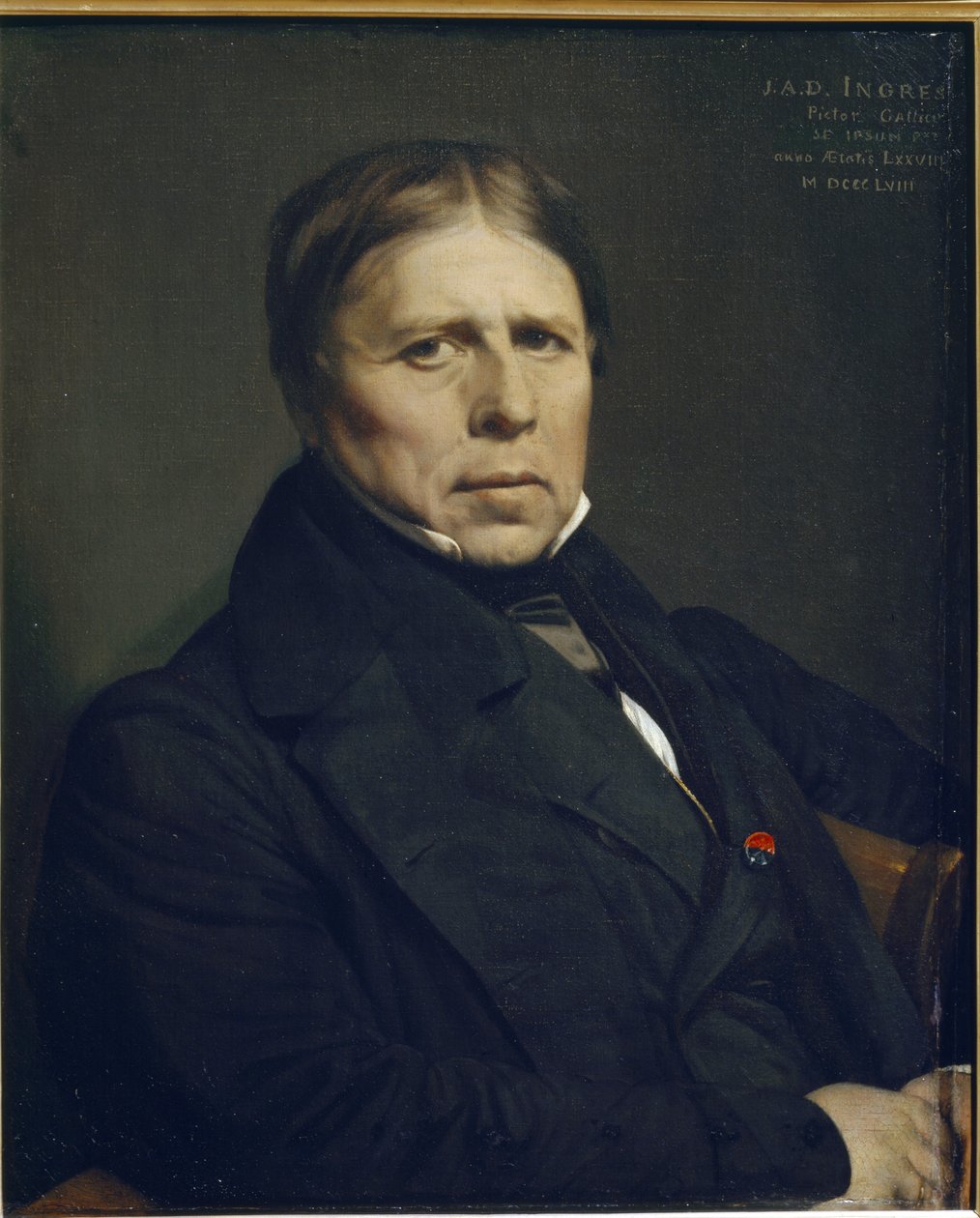 Självporträtt är 78 år gammal - olja på duk av Jean Auguste Dominique Ingres