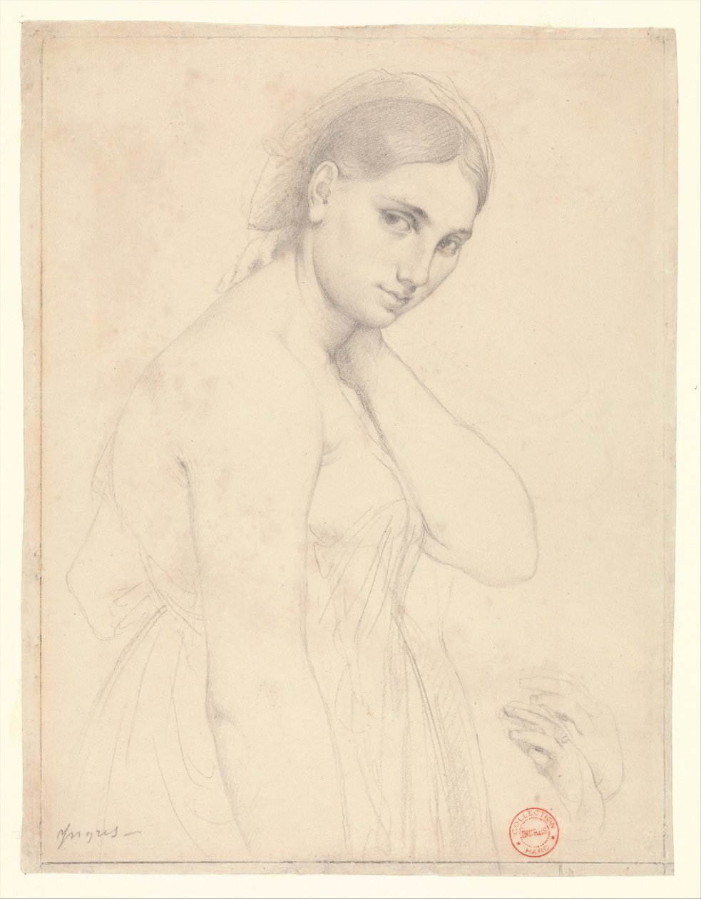 Studie till "Rafael och Fornarina" (?) av Jean Auguste Dominique Ingres