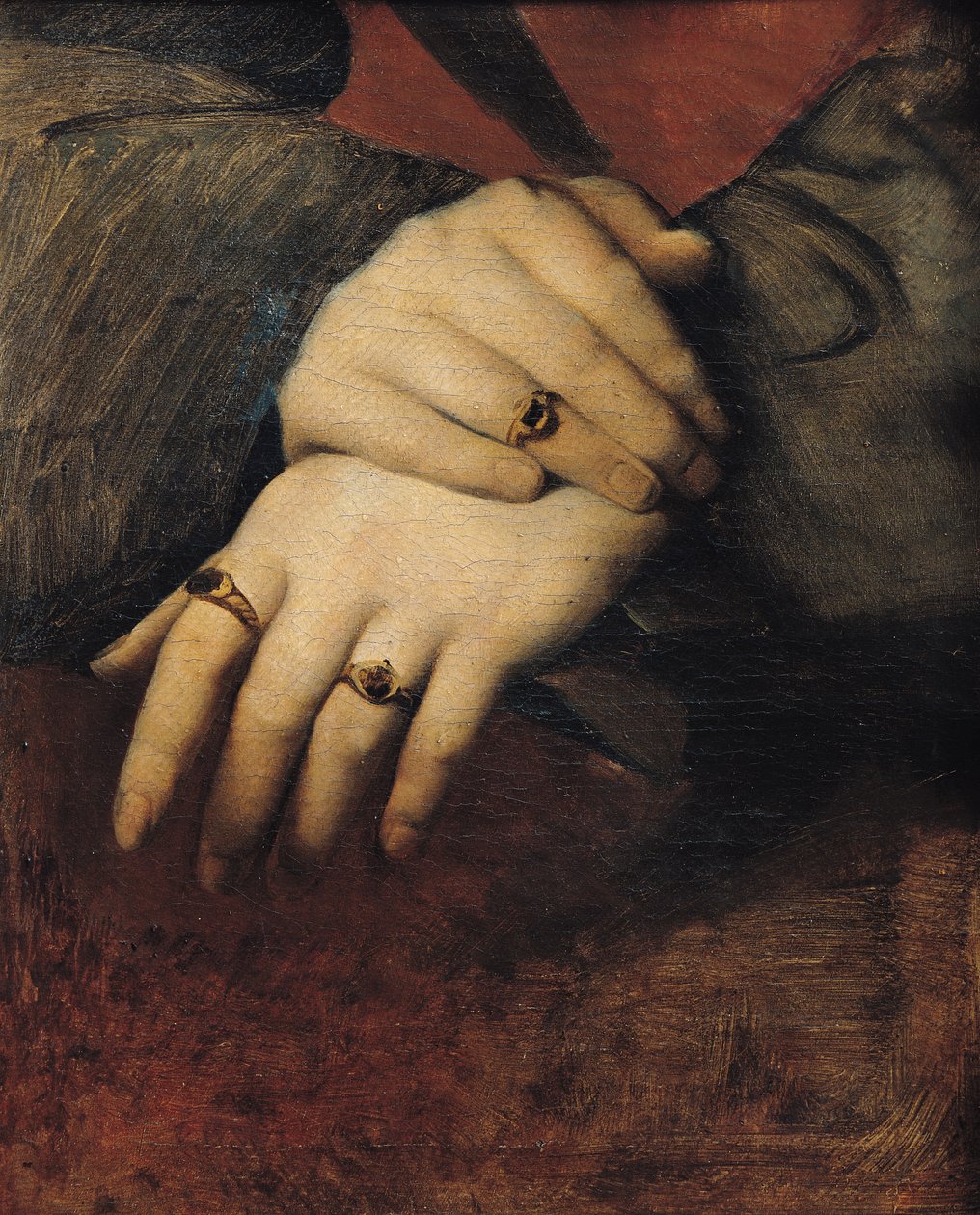 Studie av en kvinnas händer, efter Rafaels porträtt av Maddalena Doni av Jean Auguste Dominique Ingres