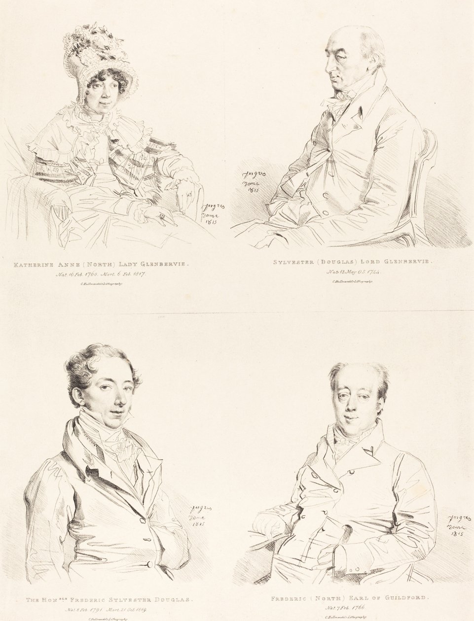 Sylvester (Douglas) Lord Glenbervie; Katherine Anne (Norra) Glenbervie; Frederic (norra) jarl av Guilford; Frederic Sylvester Douglas av Jean Auguste Dominique Ingres