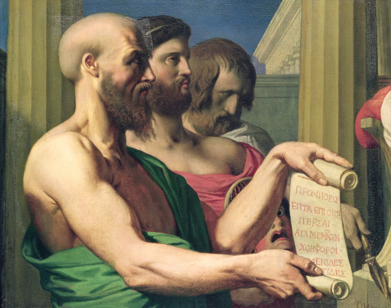 De grekiska tragedierna, studie för "The Apotheosis of Homer" av Jean Auguste Dominique Ingres