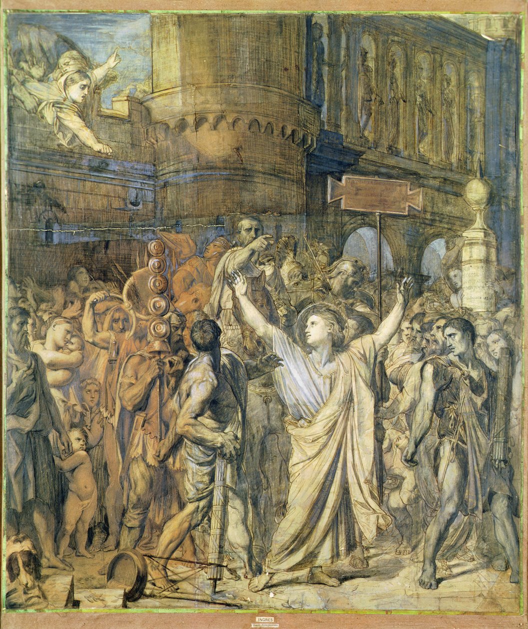 The Martyrdom of St. Symphorian, c.1834 (pen & ink on tracing paper) av Jean Auguste Dominique Ingres