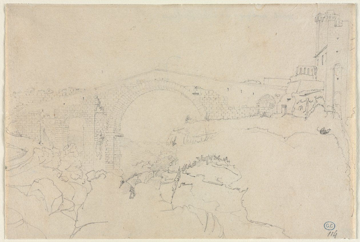 Ponte dellAbbadia vid Vulci, första hälften av 1800-talet. av Jean Auguste Dominique Ingres