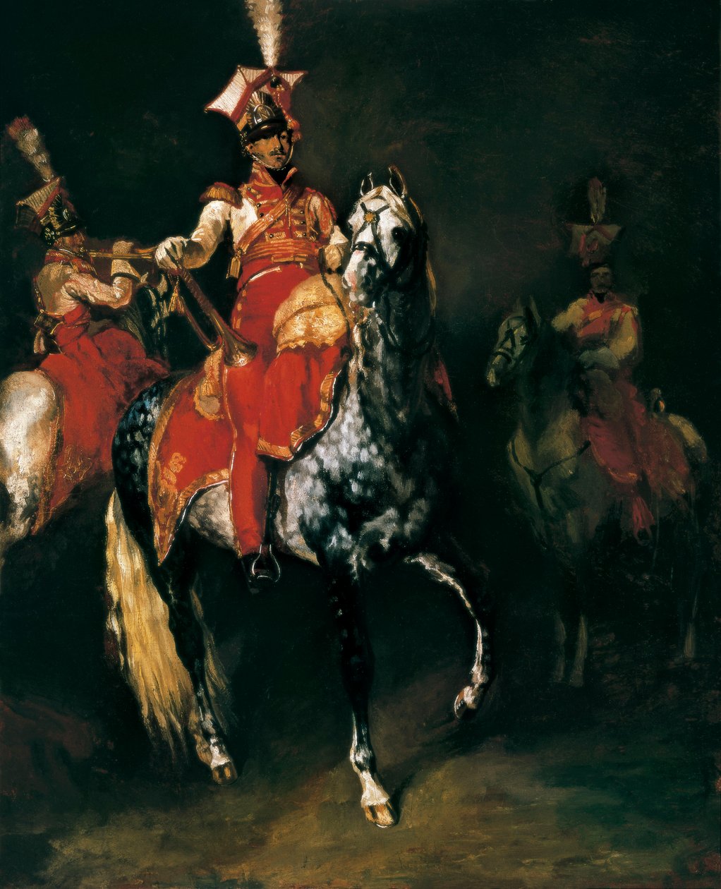 Trumpetare till häst i Napoleons kejserliga garde. Målning av Theodore Gericault (1791-1824) av Jean Auguste Dominique Ingres