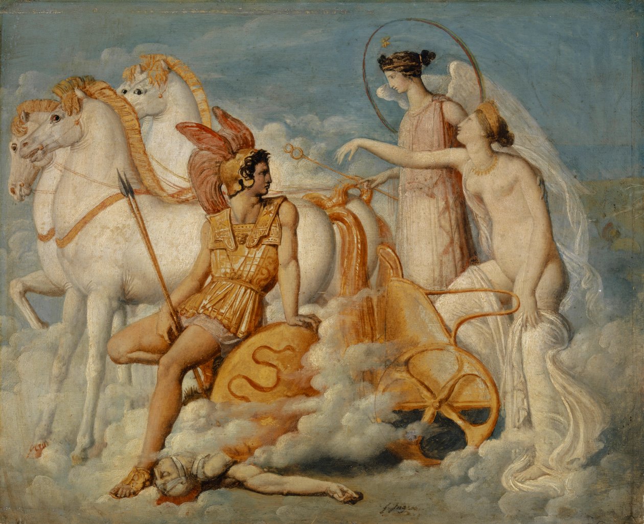 Venus, skadad av Diomedes, återvänder till Olympen, ca 1802. av Jean Auguste Dominique Ingres