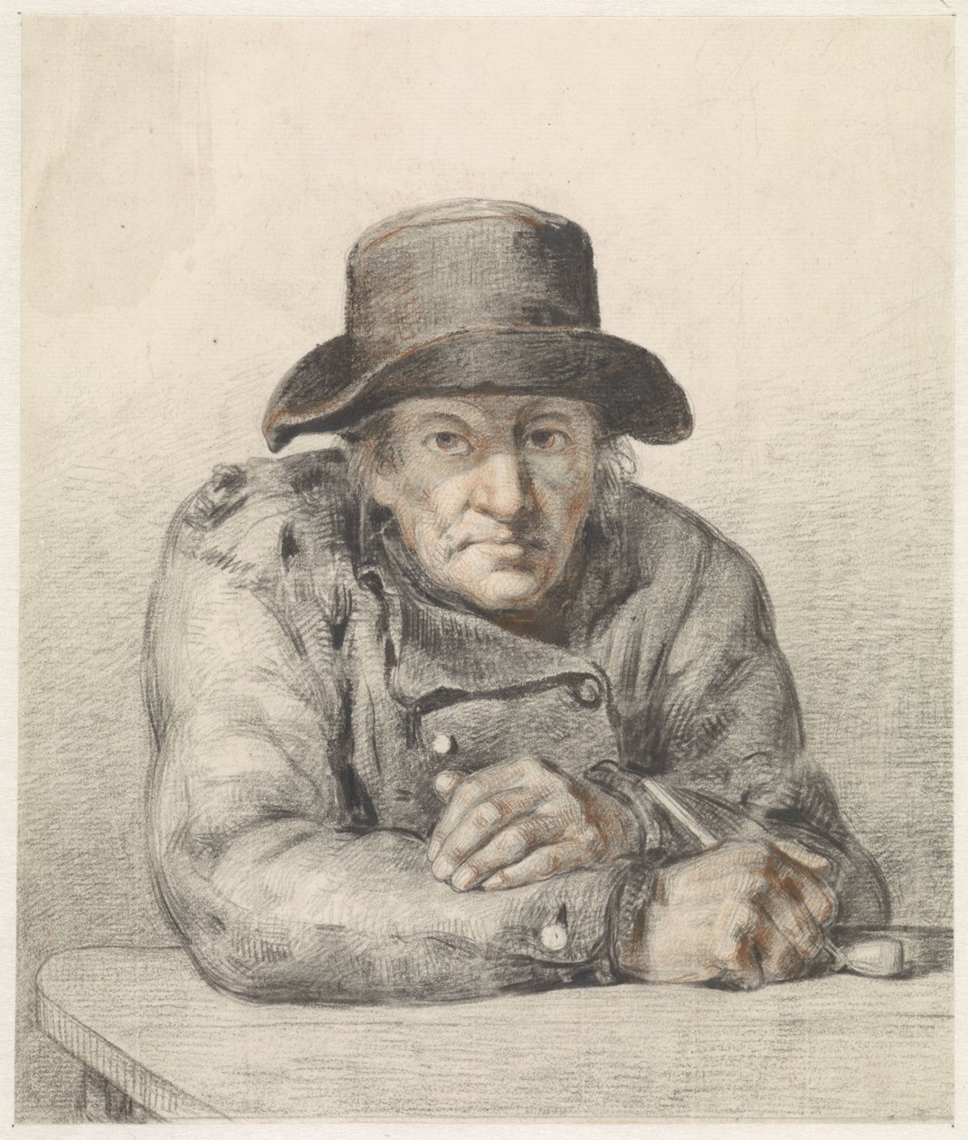 Gammal man med pipa av Jean Augustin Daiwaille
