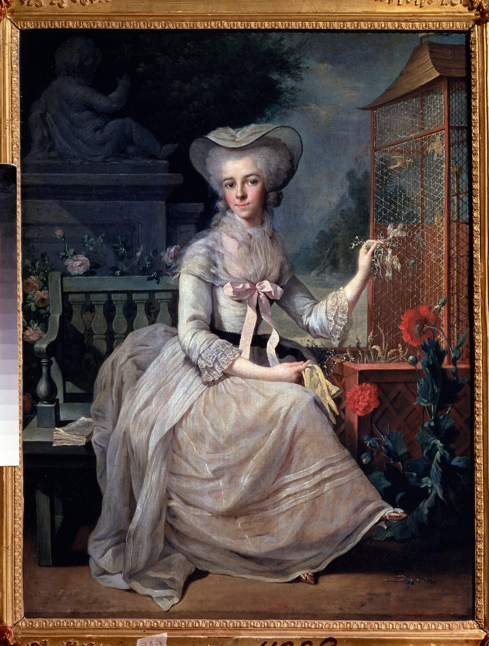 ""Ung dam i en bur"" (Ung dam i en bur) Målning av Jean-Baptiste (Jean Baptiste) Charpentier (1728-1806) 1784 Pushkin-museet, Moskva av Jean Baptiste Charpentier