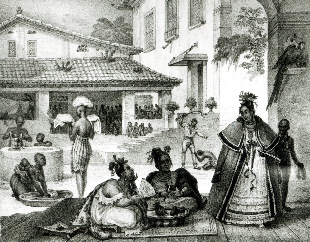 Interiör av ett Cigganos-hus, från "Voyage Pictoresque et Historique au Bresil av Jean Baptiste (after) Debret