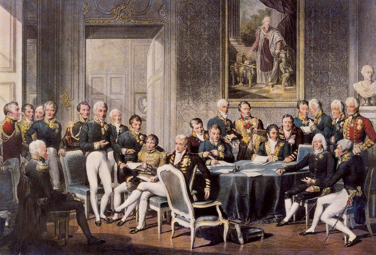 Wienkongressen 1814 (färgstick) av Jean Baptiste (after) Isabey