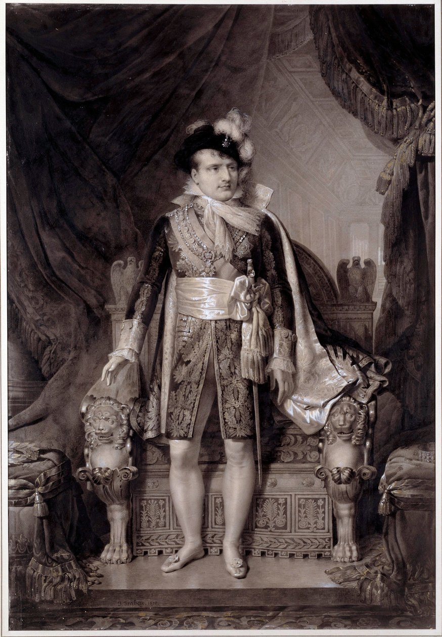 Porträtt av Napoleon I (1769-1821) i bröllopskostym med Marie Louise av Österrike (1791-1847) den 2/04/1810”” Gravyr efter en målning av Jean Baptiste Isabey (1767-1855) 1810 Napoleonmuseet, Ile d. 