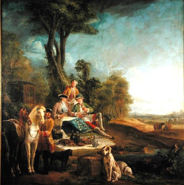 A Hunting Luncheon (olja på duk) av Jean Baptiste (school of) Oudry