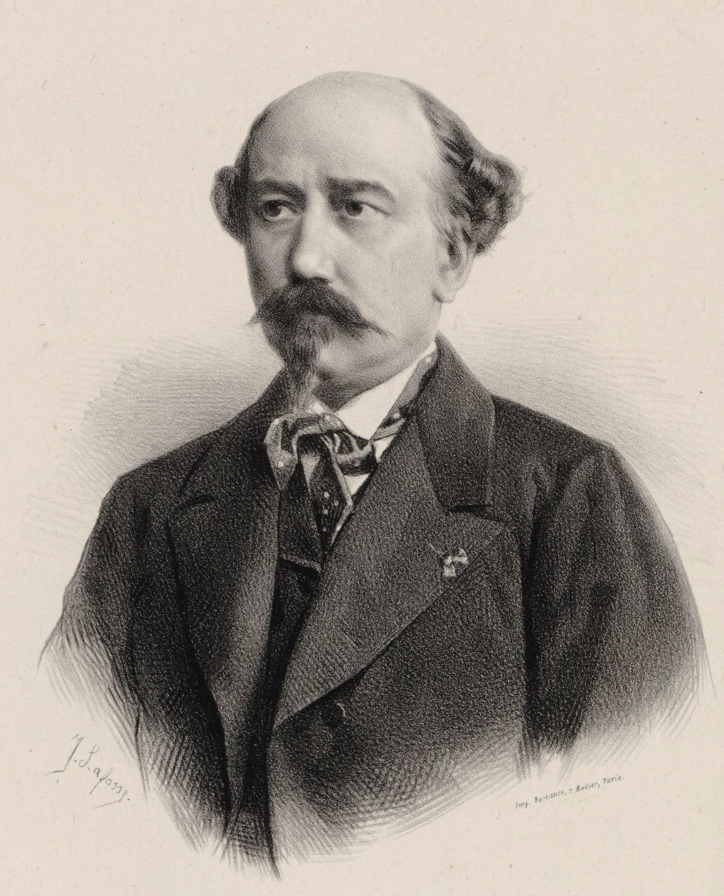 Porträtt av kompositören Aimé Maillart 1817-1871. av Jean Baptiste Adolphe Lafosse