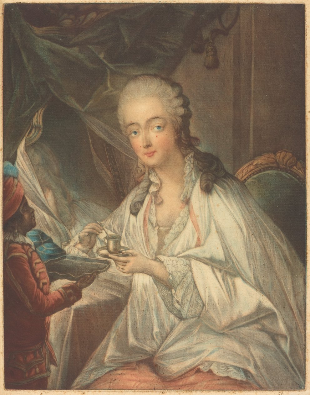 Madame du Barry av Jean Baptiste André Gautier Dagoty after François Hubert Drouais