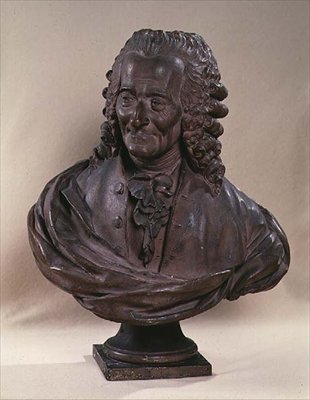 Byst av Voltaire (1694-1778) av Jean Baptiste Antoine Cadet de Beaupre