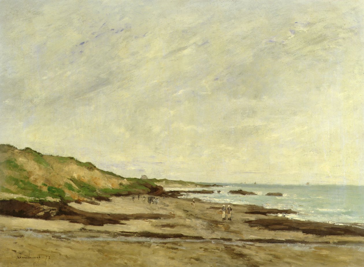 En kustvy med figurer på en strand, 1872 (olja) av Jean Baptiste Antoine Guillemet