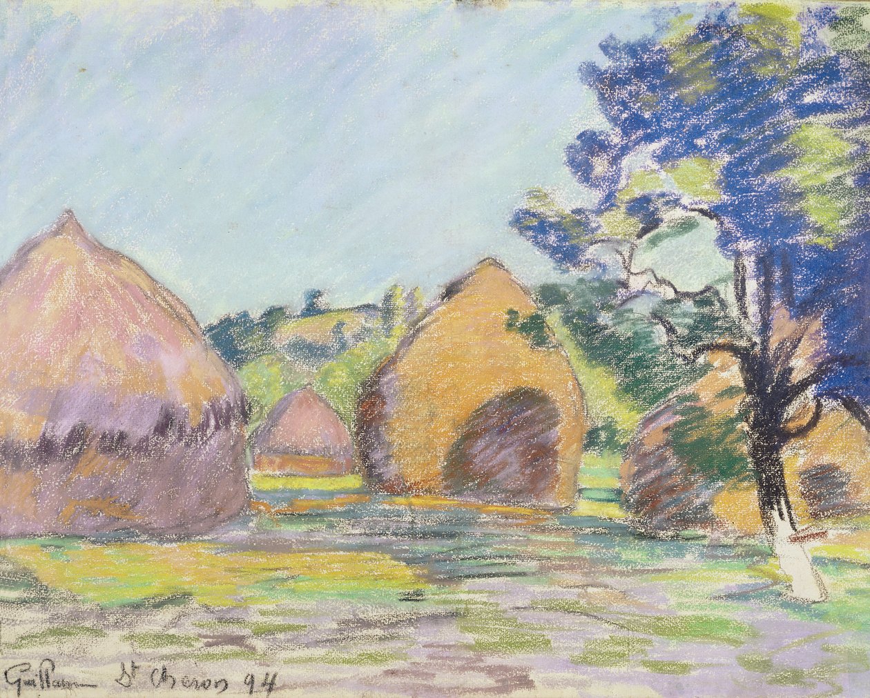 Höstackar i Saint-Cheron (pastell på papper) av Jean Baptiste Armand Guillaumin