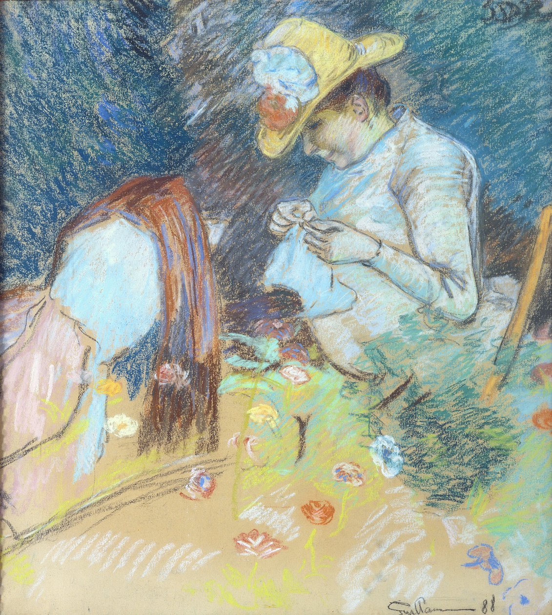 Madame Guillaumin Sewing, 1888 (pastell på papper) av Jean Baptiste Armand Guillaumin