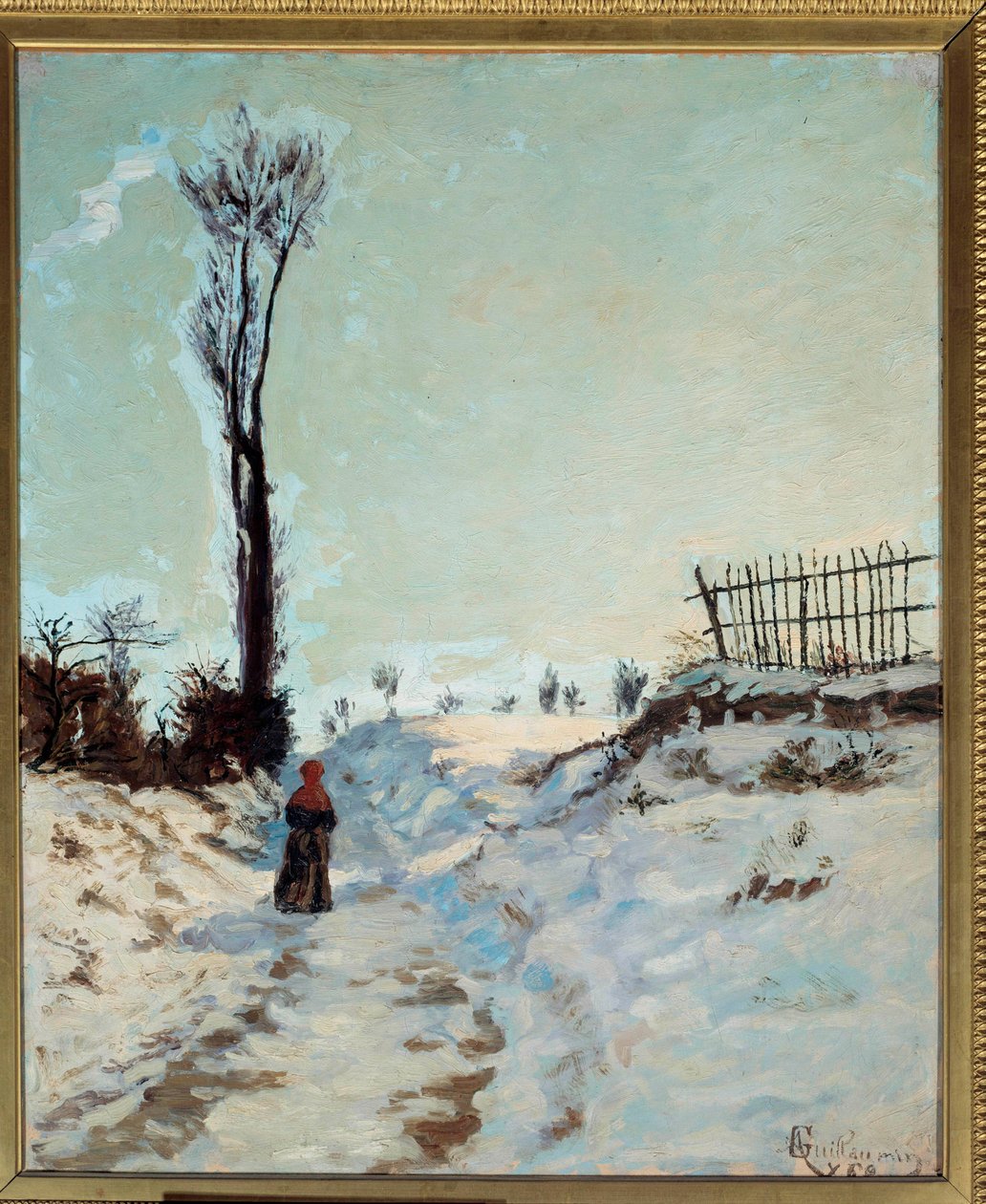 Stig ihålig, snöeffekt Målning av Jean Baptiste Armand Guillaumin (1841-1927) 1869 Sön. 0,66 x 0,55 m Paris, musee d