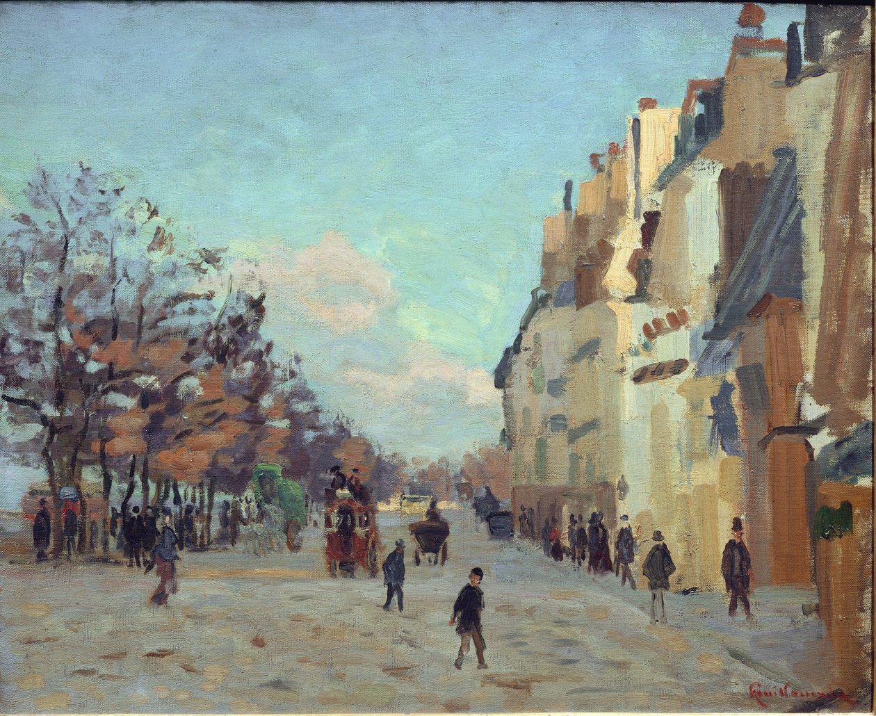 Quai de la gare i Paris, snöeffekt - olja på duk av Jean Baptiste Armand Guillaumin
