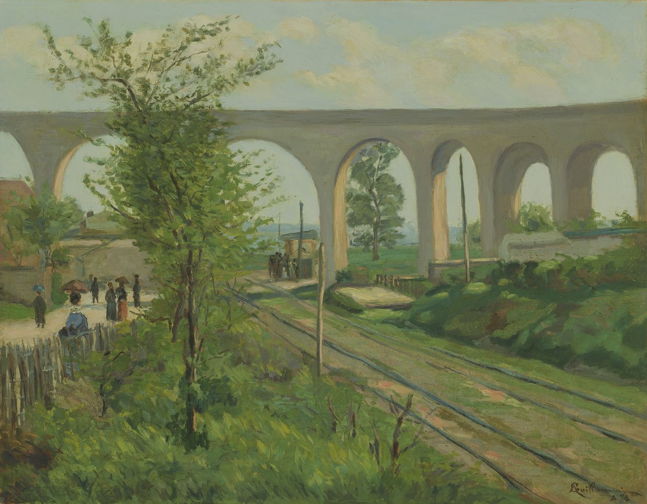 Arcueil-akvedukten vid Sceaux Railroad Crossing, 1874 av Jean Baptiste Armand Guillaumin
