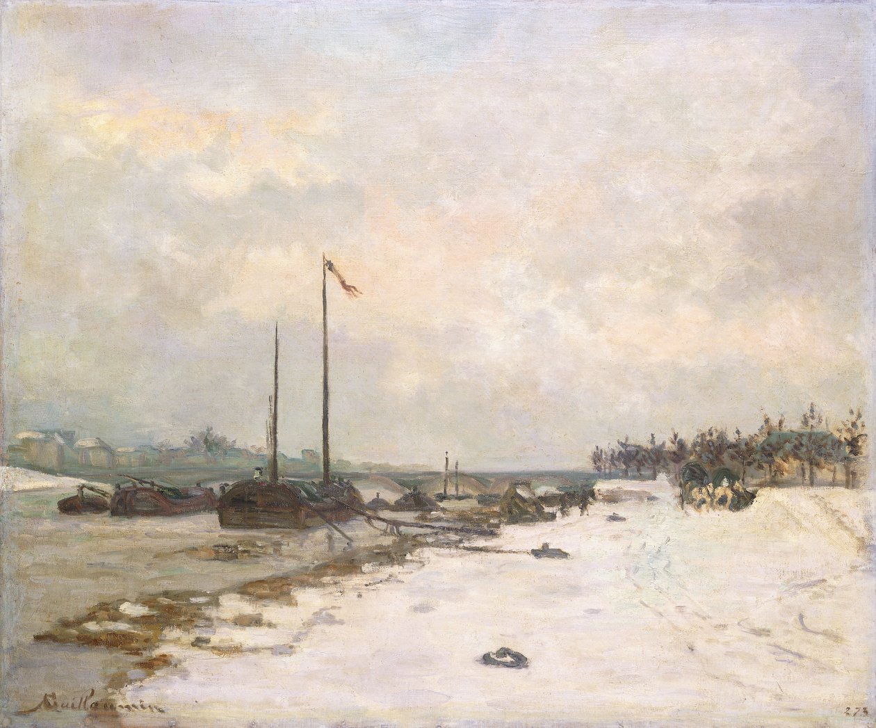 Kajen vid Seine i omgivningarna av Paris; Seines kajer runt Paris, 1873 av Jean Baptiste Armand Guillaumin
