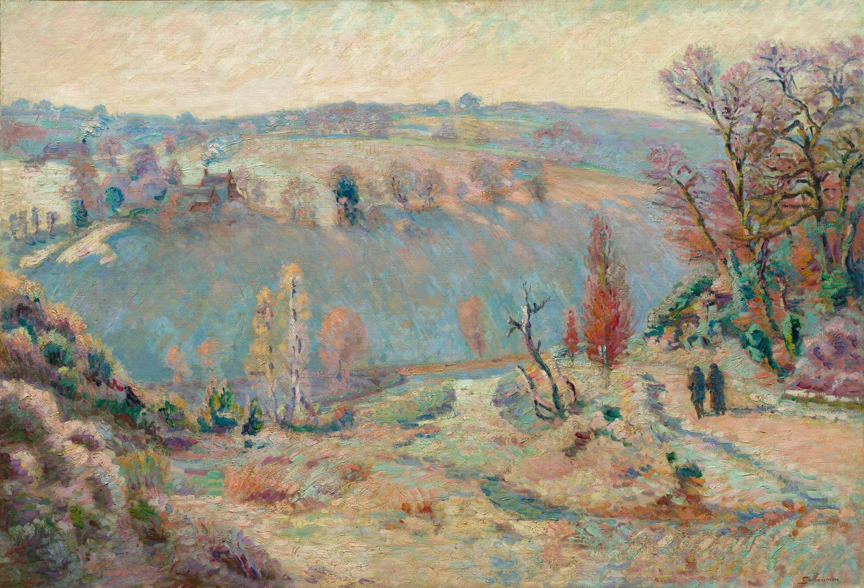 Sédelles dalgång vid Pont Charraud: White Frost, ca 1903-11 (olja på tyg) av Jean Baptiste Armand Guillaumin