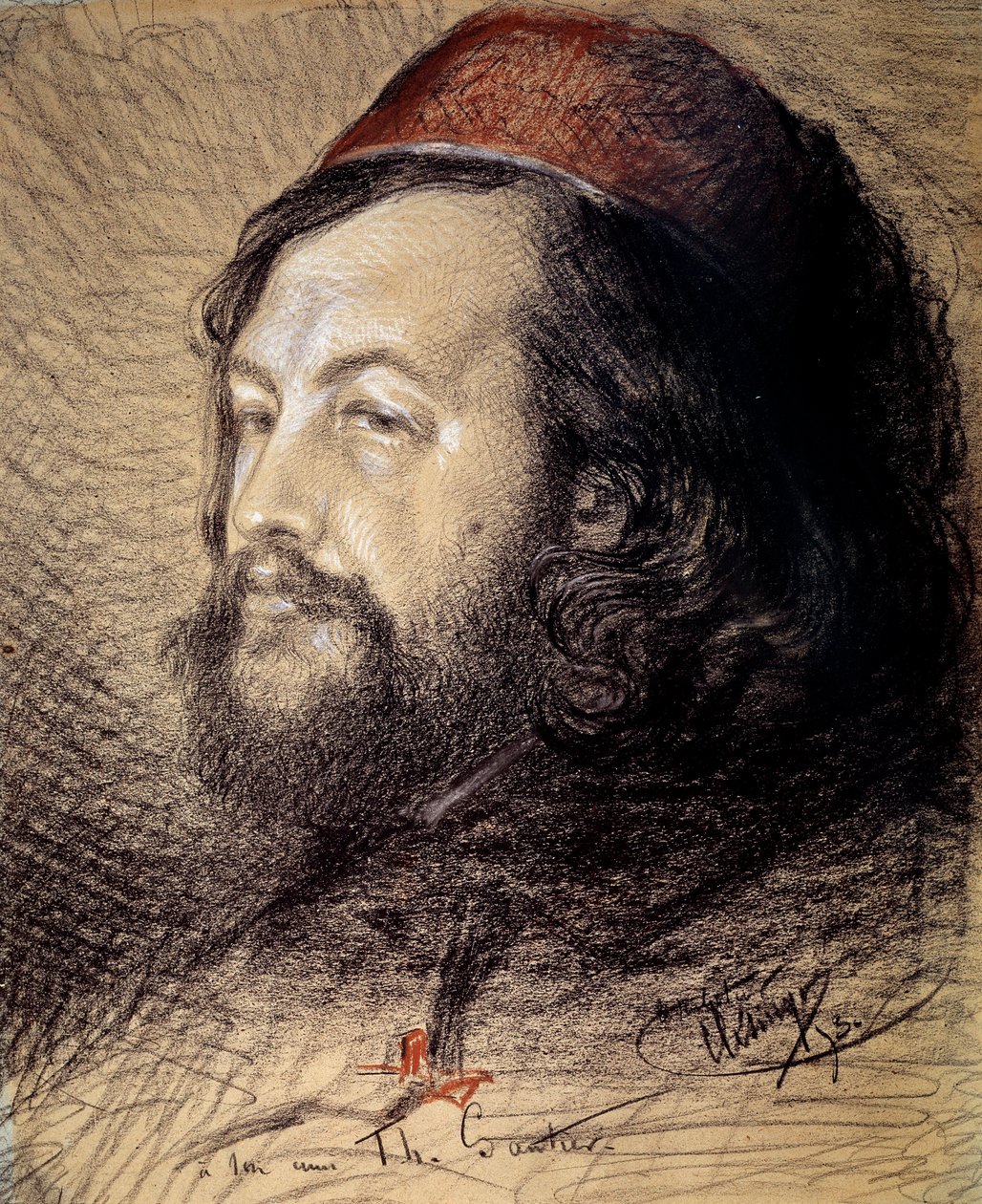 Porträtt av Theophile Gautier (1811-1872) Teckning i kol och pastell av Auguste Clesinger (1814-1883) 1851 Sön. 0,77x0,65 m Versailles, musee du chateau av Jean Baptiste Auguste Clesinger