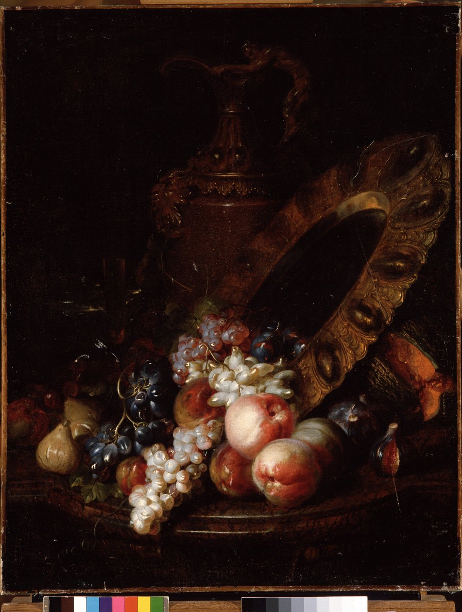 Stilleben med frukter och dyrbara föremål (olja på duk) av Jean Baptiste Belin de Fontenay