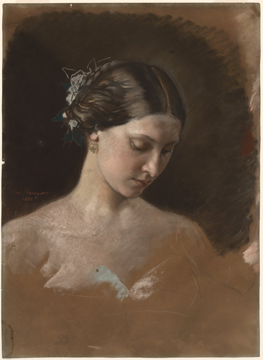 Porträtt av en kvinna, ca 1889-1899 (pastell) av Jean Baptiste Beranger