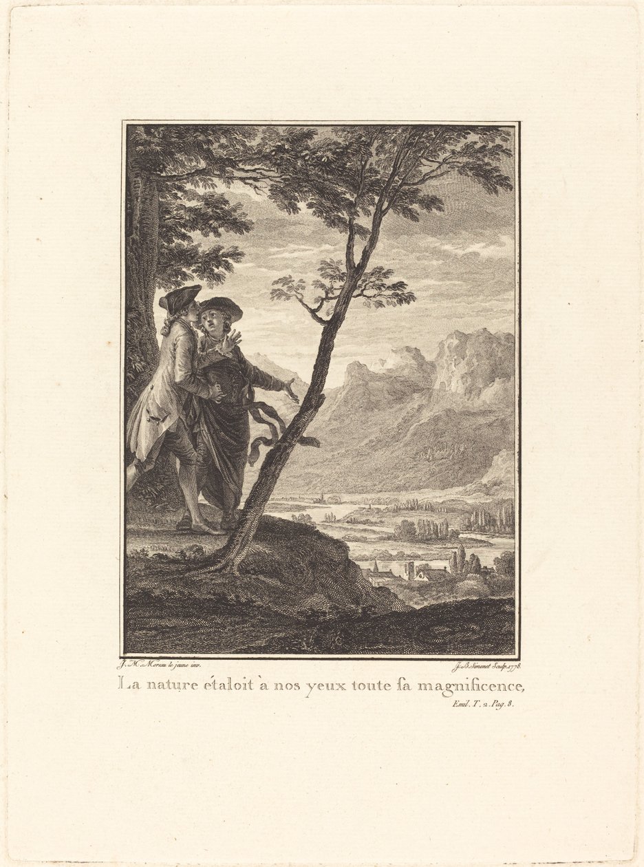 Naturen visade framför våra ögon all sin storhet av Jean Baptiste Blaise Simonet after Jean Michel Moreau