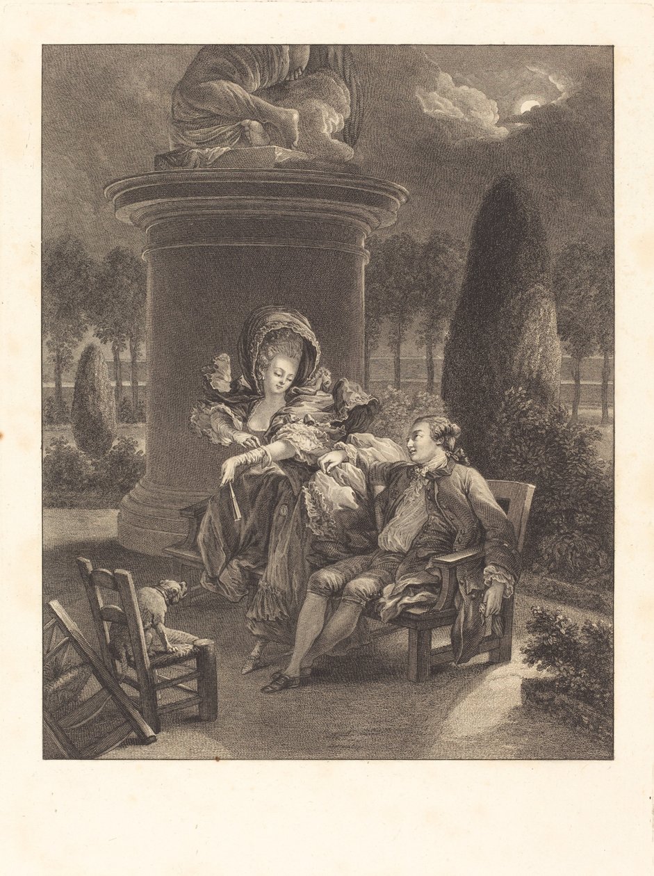 Thuileries kväll av Jean Baptiste Blaise Simonet after Pierre Antoine Baudouin