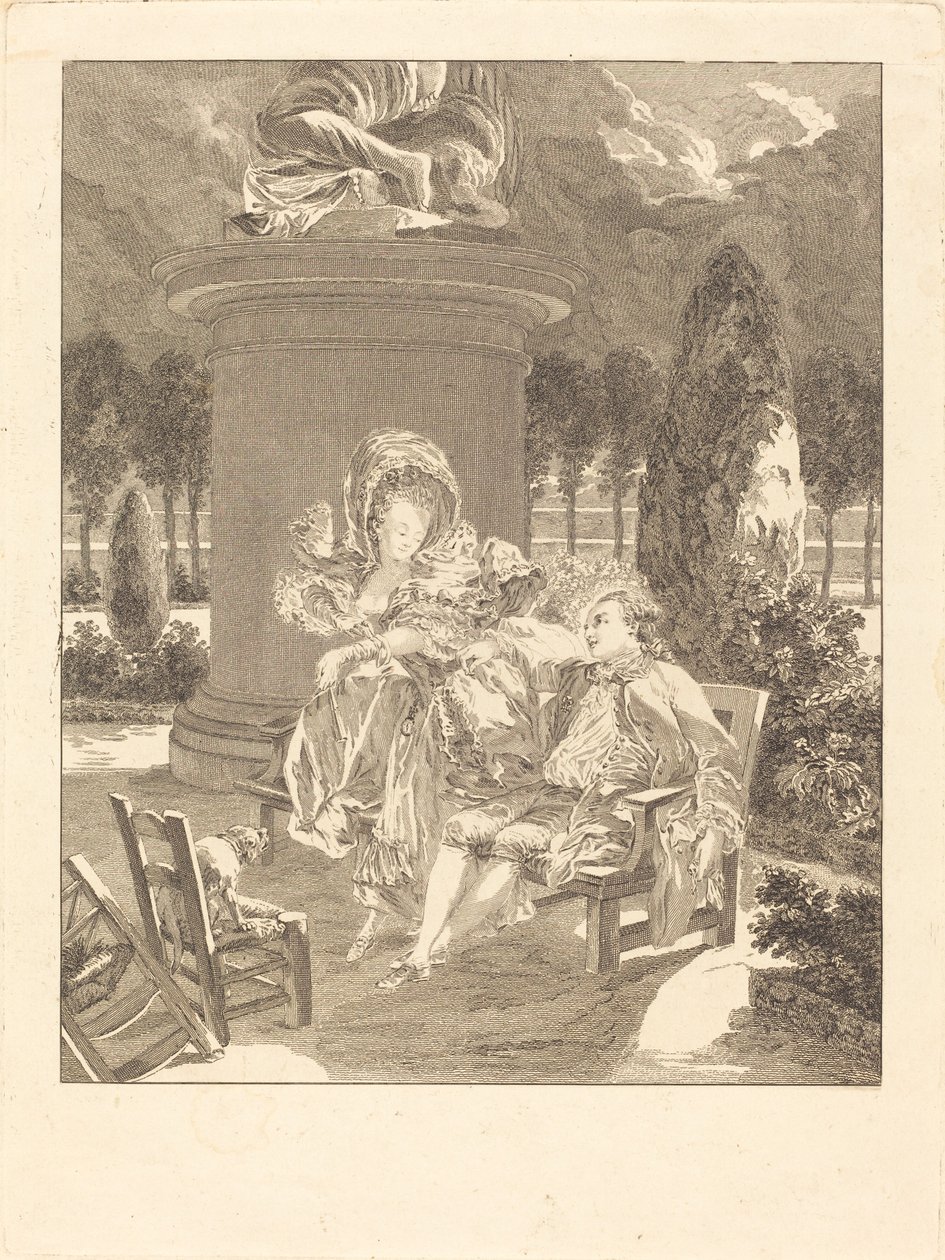 Thuileries kväll av Jean Baptiste Blaise Simonet after Pierre Antoine Baudouin