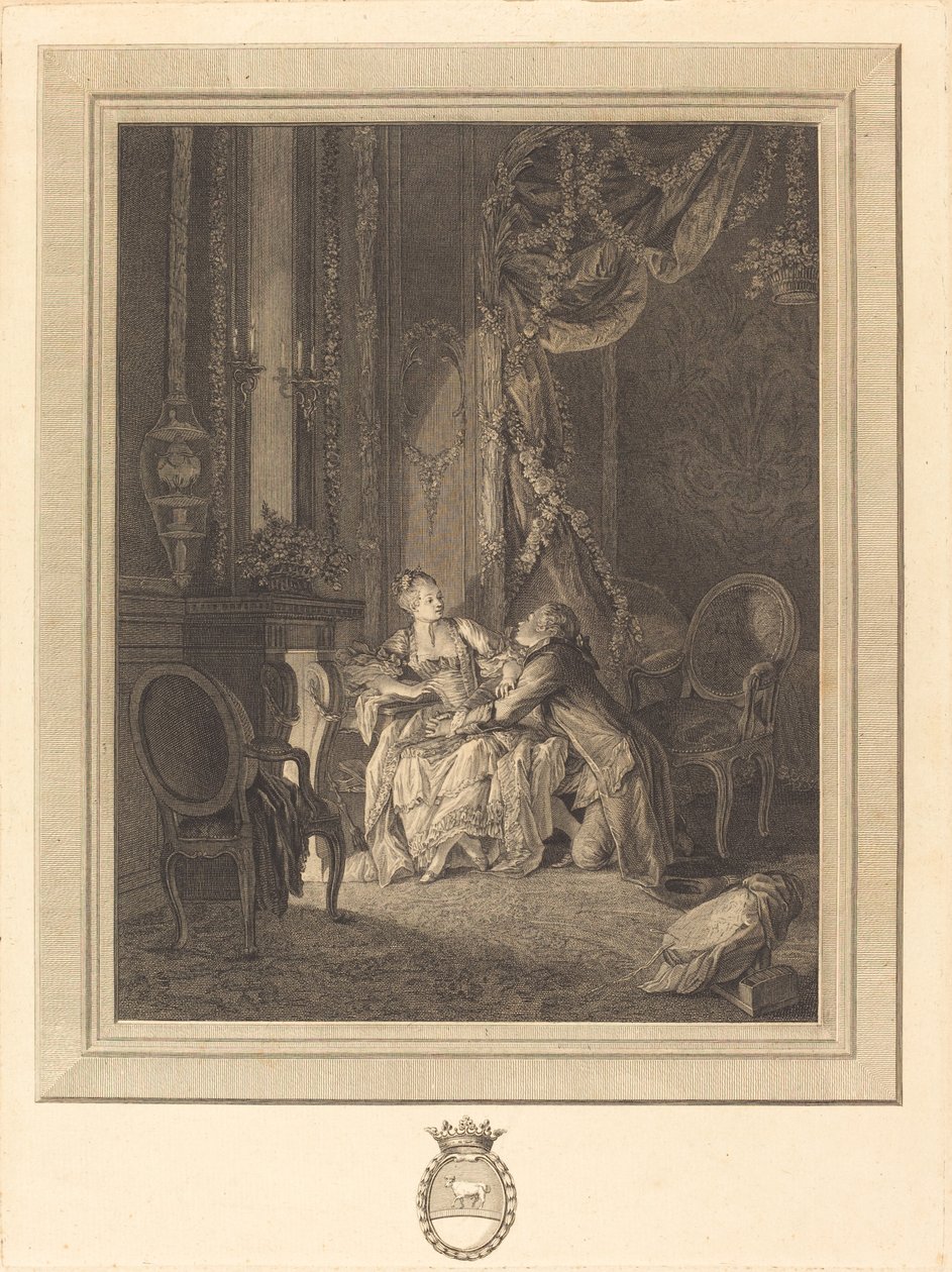 Faran med tete-a-tete av Jean Baptiste Blaise Simonet after Pierre Antoine Baudouin