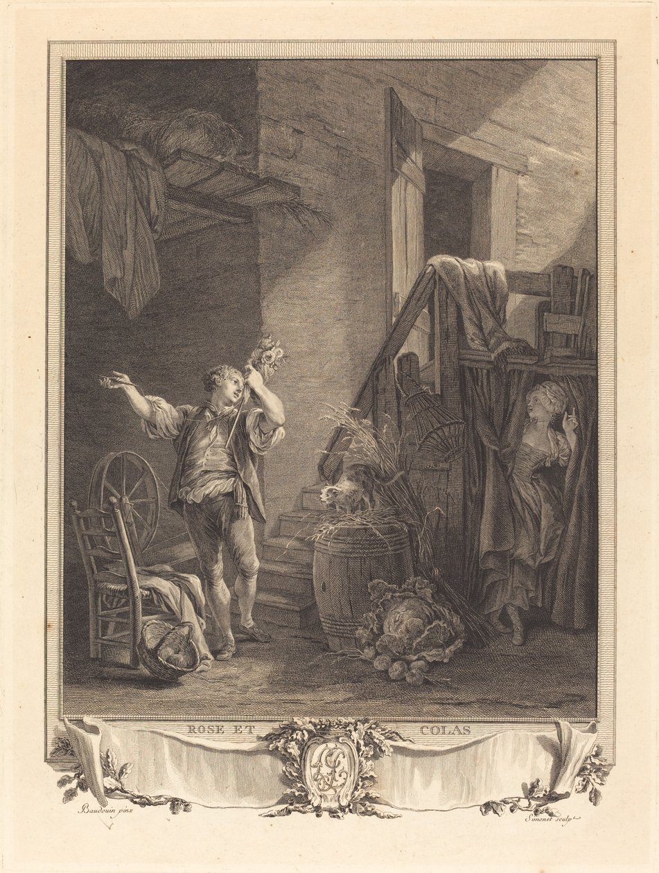 Rose och Colas av Jean Baptiste Blaise Simonet after Pierre Antoine Baudouin