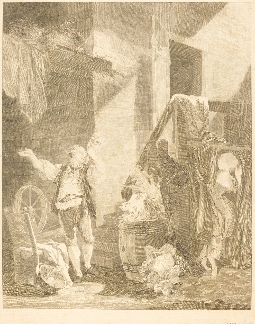 Rose och Colas av Jean Baptiste Blaise Simonet after Pierre Antoine Baudouin