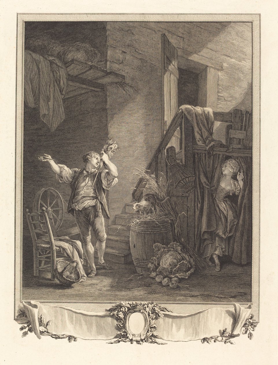 Rose och Colas av Jean Baptiste Blaise Simonet after Pierre Antoine Baudouin
