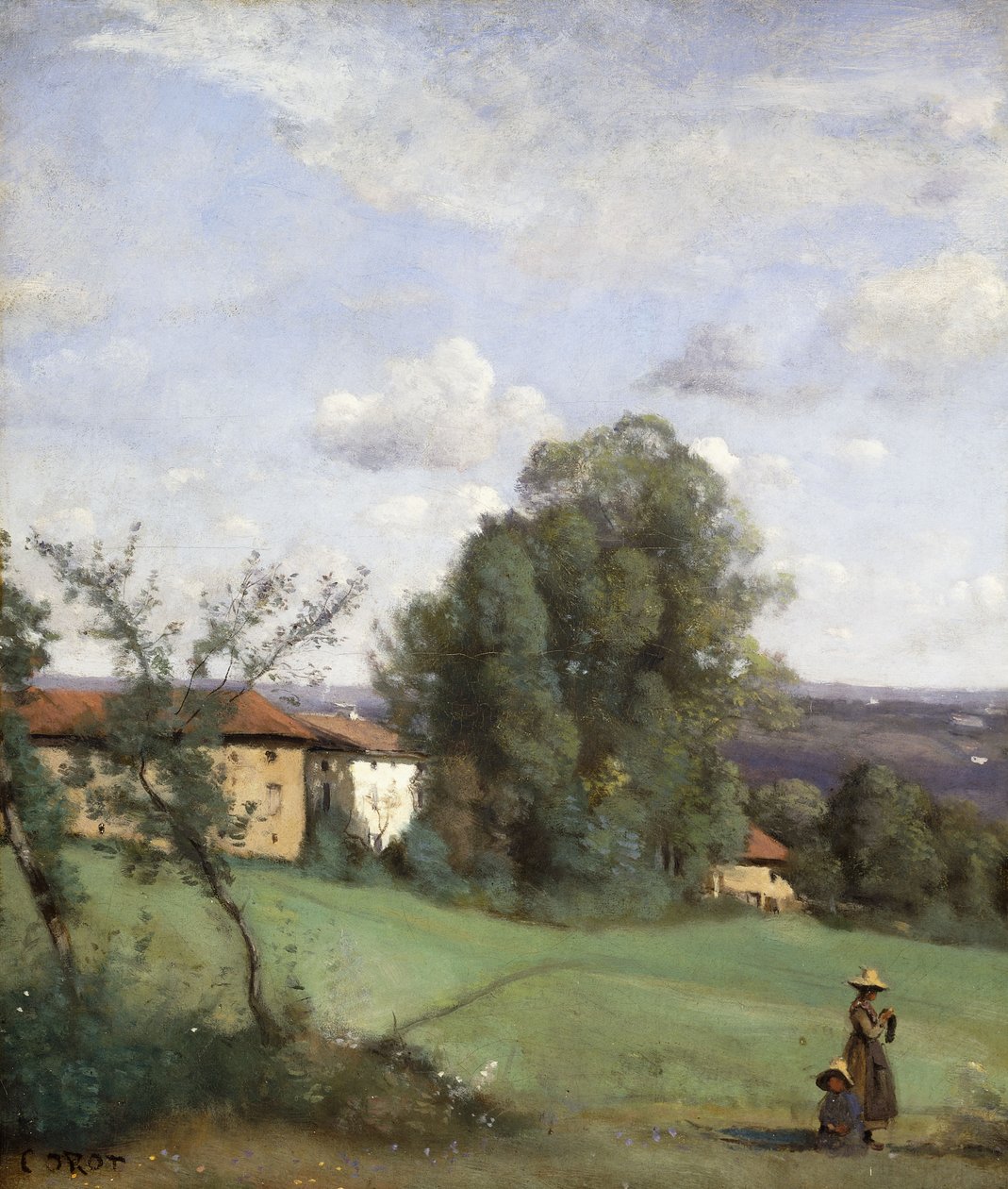 En gård i Dardagny; A Dardagny Farm, ca 1855-57 av Jean Baptiste Camille Corot